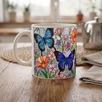 Butterfly Cups Set -  Large and Small Ceramic Mugs