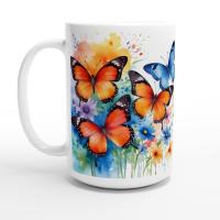 Set of Big Mugs, Butterfly Cup Set, Large 15 oz Matching Cups