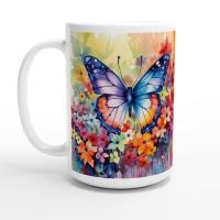 Set of Big Mugs, Butterfly Cup Set, Large 15 oz Matching Cups