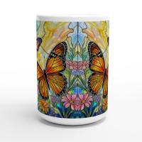 Set of Big Mugs, Butterfly Cup Set, Large 15 oz Matching Cups