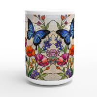 Set of Big Mugs, Butterfly Cup Set, Large 15 oz Matching Cups