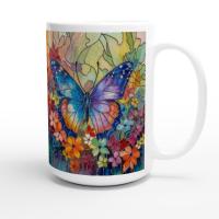 Set of Big Mugs, Butterfly Cup Set, Large 15 oz Matching Cups