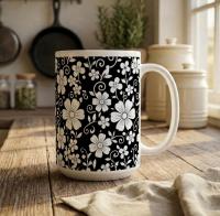 Set of Big Mugs, Floral Cup Set, Large 15 oz Matching Cups