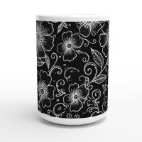 Set of Big Mugs, Floral Cup Set, Large 15 oz Matching Cups