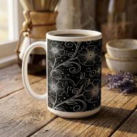 Set of Big Mugs, Floral Cup Set, Large 15 oz Matching Cups