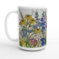 Set of Big Mugs, Floral Cup Set, Large 15 oz Matching Cups
