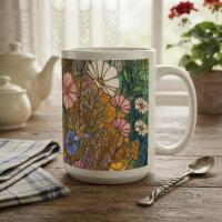 Floral Cups -  Large and Small Ceramic Mugs