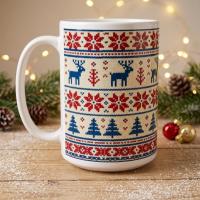 Christmas Mugs Set, Holiday Cup Set - Large and Small Cups