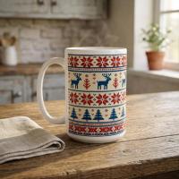 Christmas Mugs Set, Holiday Cup Set - Large and Small Cups