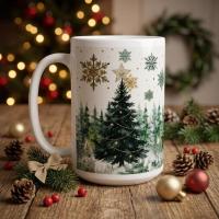 Christmas Mugs Set, Holiday Cup Set - Large and Small Cups