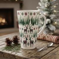 Christmas Mugs, Latte 17oz Ceramic Mug - Coffee or Tea Cup, Extra Tall