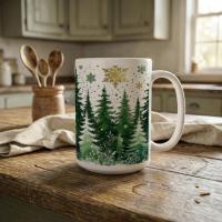 Holiday Cups - Large and Small Mugs Set - Christmas Trees
