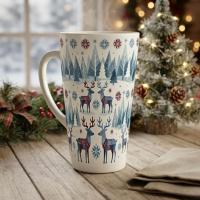 Set of 3 Cups, Christmas Mugs, Reindeer, Large 17oz Latte Mugs