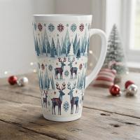 Set of 3 Cups, Christmas Mugs, Reindeer, Large 17oz Latte Mugs