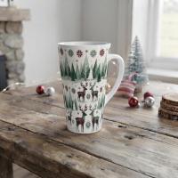 Set of 3 Cups, Christmas Mugs, Reindeer, Large 17oz Latte Mugs