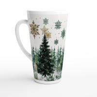 Set of 3 Cups, Christmas Trees, Large 17oz Latte Ceramic Mugs