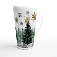Set of 3 Cups, Christmas Trees, Large 17oz Latte Ceramic Mugs