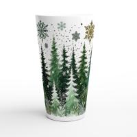 Set of 3 Cups, Christmas Trees, Large 17oz Latte Ceramic Mugs