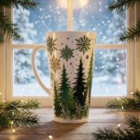 Set of 3 Cups, Christmas Trees, Large 17oz Latte Ceramic Mugs