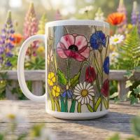 Floral Cups -  Large and Small Ceramic Mugs