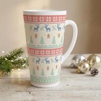 Christmas Mugs, Latte 17oz Ceramic Mug - Coffee or Tea Cup, Extra Tall