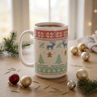 Christmas Mugs Set, Holiday Cup Set - Large and Small Cups