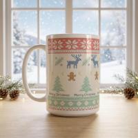 Christmas Mugs Set, Holiday Cup Set - Large and Small Cups