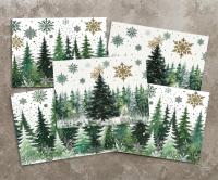 Holiday Greeting Cards, 3 Pack, Christmas Trees, Bulk Set of Gift Cards
