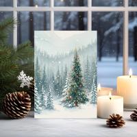 Holiday Greeting Cards, 3 Pack, Christmas Trees, Bulk Set of Gift Cards