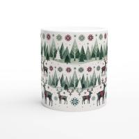 Christmas Mug, Reindeer, Large and Small Mug Set