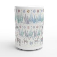 Christmas Mug, Reindeer, Large and Small Mug Set