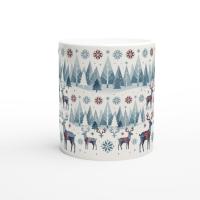 Christmas Mug, Reindeer, Large and Small Mug Set