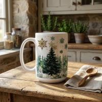 Christmas Mugs Set, Holiday Cup Set - Large and Small Cups