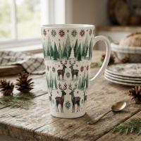 Christmas Mugs, Latte 17oz Ceramic Mug - Coffee or Tea Cup, Extra Tall