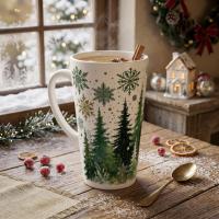 Christmas Mugs, Latte 17oz Ceramic Mug - Coffee or Tea Cup, Extra Tall