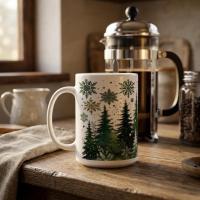 Christmas Mugs Set, Holiday Cup Set - Large and Small Cups