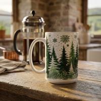 Holiday Cups - Large and Small Mugs Set - Christmas Trees