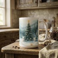 Christmas Mugs Set, Holiday Cup Set - Large and Small Cups