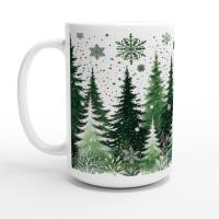 Set of Big Mugs, Christmas Trees Set, Large 15 oz Matching Cups
