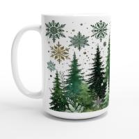 Set of Big Mugs, Christmas Trees Set, Large 15 oz Matching Cups