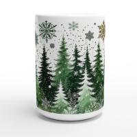 Set of Big Mugs, Christmas Trees Set, Large 15 oz Matching Cups