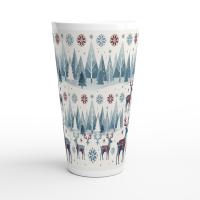 Set of 3 Cups, Christmas Mugs, Reindeer, Large 17oz Latte Mugs