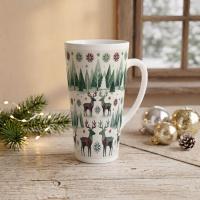 Set of 3 Cups, Christmas Mugs, Reindeer, Large 17oz Latte Mugs