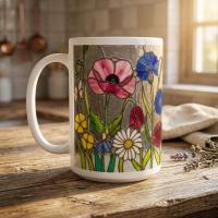 Floral Cups -  Large and Small Ceramic Mugs
