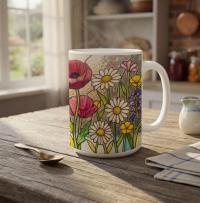 Floral Cups -  Large and Small Ceramic Mugs