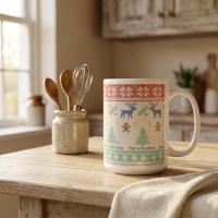 Christmas Mugs Set, Holiday Cup Set - Large and Small Cups