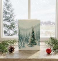 Holiday Greeting Cards, 3 Pack, Christmas Trees, Bulk Set of Gift Cards