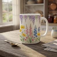 Floral Cups -  Large and Small Ceramic Mugs