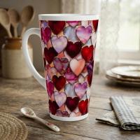 17oz Mug - Hearts - Latte Mug, Ceramic Coffee or Tea Cup, Extra Tall