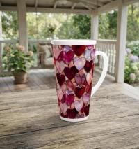 17oz Mug - Hearts - Latte Mug, Ceramic Coffee or Tea Cup, Extra Tall